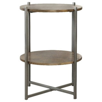 Coaster Axel 18" Round Contemporary Metal Accent Table in Natural/Gunmetal
