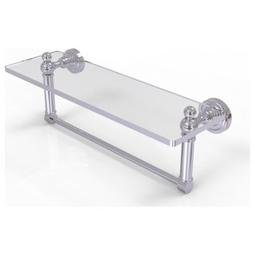 Dottingham 16" Glass Vanity Shelf with Towel Bar, Polished Chrome