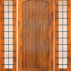Prehung Door with Two Sidelites, Exterior, Knotty Alder Tambour - Front Doors
