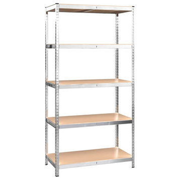 vidaXL Shelf Bookshelf Shelving Unit 5-Layer Silver Steel&Engineered Wood