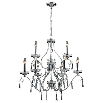 ELK LIGHTING 82056/6+3 9-Light Crystal Pendant In Clear And Chrome