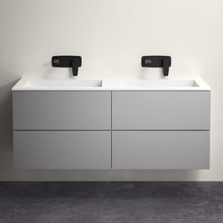 LUSSO STONE CELARE MATT CONCRETE GREY DOUBLE VANITY UNIT AND BASIN 1200 - Products