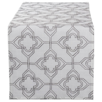 DII Off White Base Embroidered Lattice Table Runner