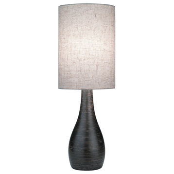 Quatro Mini Table Lamp in Brushed Dark Bronze Linen Shade E27 A 40W