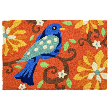 B.J.'s Blue Bird, Indoor Outdoor Accent Doormat,  20"x30"