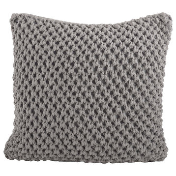 Sheridan Knitted Down Filled Throw Pillow, 20" Square, Gray
