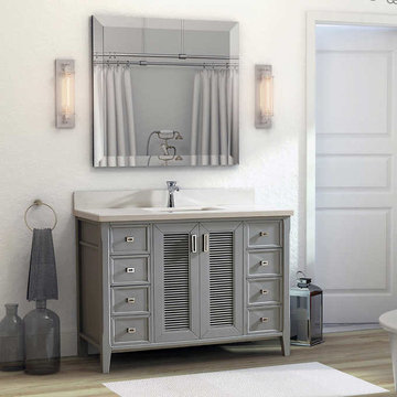 48 inch Oxford Gray Finish Cottage Bathroom Vanity Cabinet with Mirror