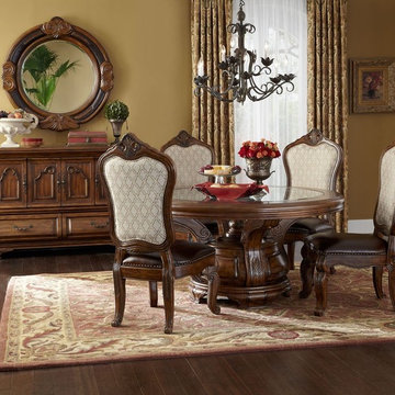 AICO Tuscano Round Dining Table Set in Melange