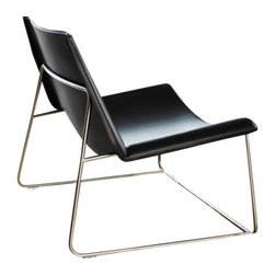 Modloft Earl Lounge Chair, Black Leather - Outdoor Chaise Lounges