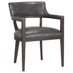 Sunpan - Brylea Dining Armchair, Brentwood Charcoal Leather - A mid-century modern dining armchair chair with an open back design. Stocked in saloon light grey or shalimar tobacco leather with an exposed solid oak wood frame. Handle with Care: This design has been crafted with 100% genuine leather. Leather is a natural material; as such markings, wrinkles, grooves and light scratches are acceptable and appreciated characteristics. No two pieces are alike. Visit our Product Care page for more information on how to ensure the lasting beauty of this piece.