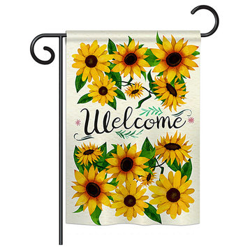 Welcome Sunflowers Bouquet Spring, Everyday Vertical Garden Flag 13"x18.5"