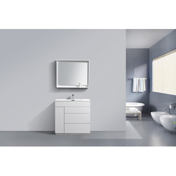 Milano 36" Modern Bathroom Vanity, Gloss White
