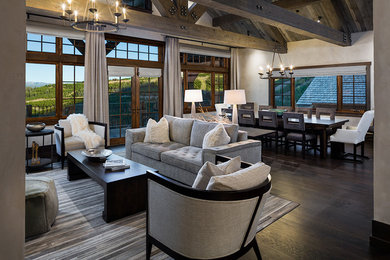 Example of a transitional living room design in Other