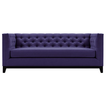 Gretchen Tufted Sofa in Blue Velvet, Purple