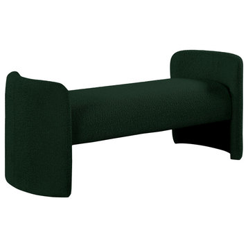 Peyton Boucle Fabric Upholstered Bench, Green