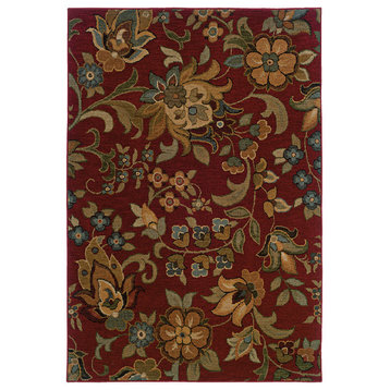 Oriental Weavers Infinity 1105B Red/Green Floral Area Rug, 7'8" Square