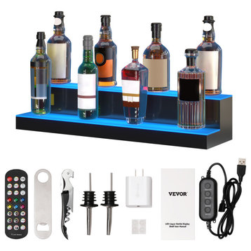 VEVOR LED Lighted Liquor Bottle Display Bar Shelf RF & App Control 30" 2-Step