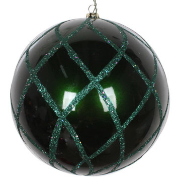 Vickerman Mt198224D 6" Emerald Candy Finish Net Ball Ornament With Glitter