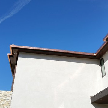 sectional 4x5 Box Gutters, 16 ounce Copper, Modern Home in Manhattan Beach, CA.
