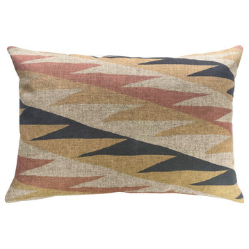 Modern Geometric Linen Pillow, 18"x12"