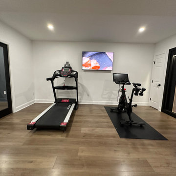 Massive finished basement with sauna and gym.