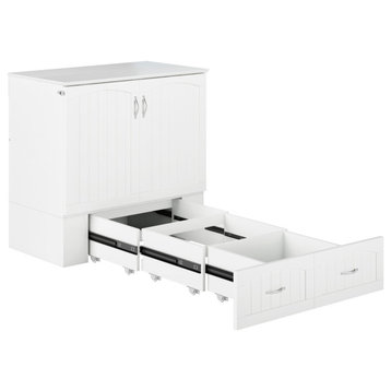 Southampton Murphy Bed Chest Twin Extra Long White With Charging Station