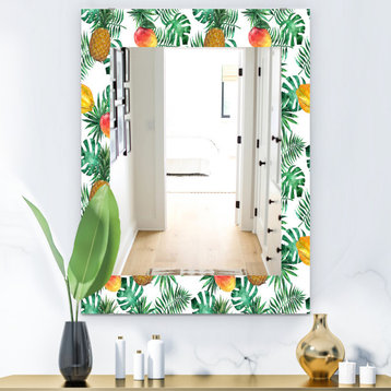 Designart Tropical Mood Foliage 7 Bohemian And Eclectic Frameless Vanity Mirror,