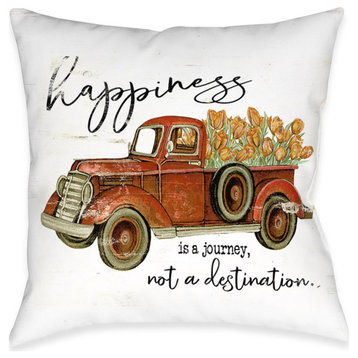 Happiness Journey Outdoor Decorative Pillow, 18"x18"