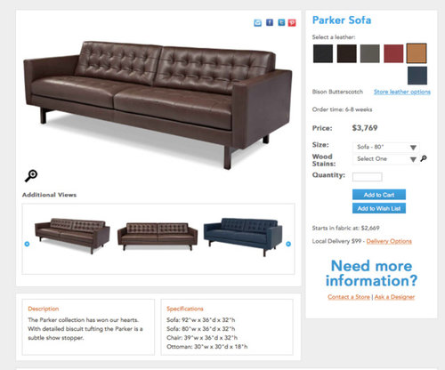 American Leather Vs Crate And Barrel, 8 Way Hand Tied Leather Sofa