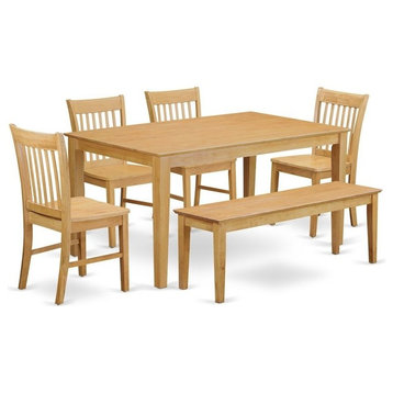 6, -Piece Dining Room Set With Bench, Dining Table And 4 Chairs And Bench