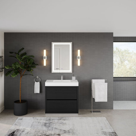 Boutique Bath Vanity, Black, 36", Single Sink, Freestanding