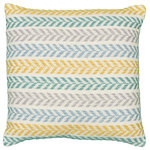 Ox Bay - Altair Hand-Woven Yellow/Teal Chevron Cotton Throw Pillow - This decorative throw pillow dwells perfectly on a comfy couch, bed, or bench with a multicolored approach to the chevron trend. Prop yourself up in style or just use for eye-pleasing interior design. Handwoven by skilled craftsmen in India, there is no compromise of comfort and style with this cotton throw pillow.
