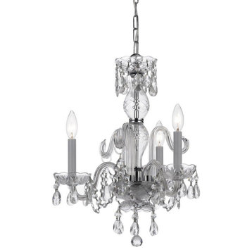 Traditional Crystal 3-Light 16" Mini Chandelier in Chrome with Clear Italian C