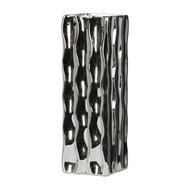 Silver Urban Trends Ceramic Tall Rectangular Vase LG Polished Chrome 50532