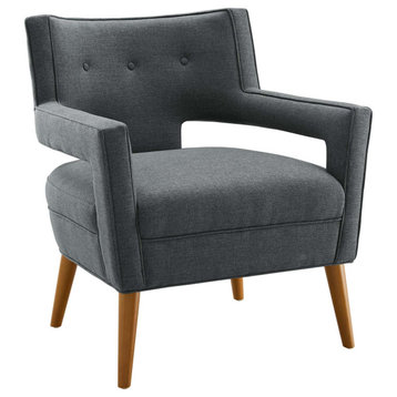Sheer Upholstered Fabric Armchair, Gray