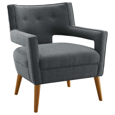 Sheer Upholstered Fabric Armchair, Gray