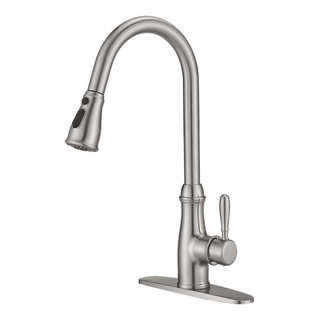 Single Handle Deck Mounted High Arc Kitchen Faucet with Pull Out ...