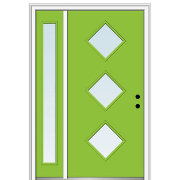 53"x81.75" 3-Lite Diamond Clear LH Inswing Fiberglass Door With Sidelite