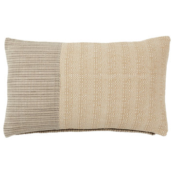 Jaipur Living Moira Striped Cream/Light Brown Poly Fill Pillow 13"X21" Lumbar