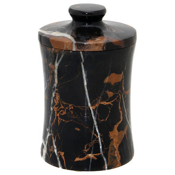 Vinca Collection Black and Gold Marble 3" x 5" Cannister