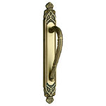 Mestre - Amber Door Pull Handle On Plate 16", Antique Brass. One piece - Introducing the exquisite Amber Door Pull handle on plate, a captivating addition to the Classica collection.