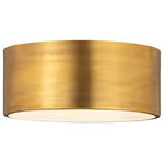 Z-Lite - Z-Lite Harley 2 Light Flush Mount, Rubbed Brass - The contemporary Harley flush mount metal drum has classic appeal with a low profile that conveys understated elegance through its large-scale silhouette. It is available in a choice of Brushed Nickel, Polished Chrome, Matte Black, Bronze, and Rubbed Brass finishes.