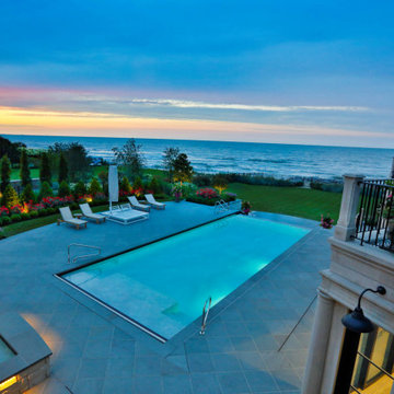 Wilmette, IL Rectilinear Swimming Pool with Separate Hot Tub