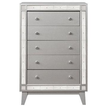 Pemberly Row 5 Drawer Chest in Metallic Mercury