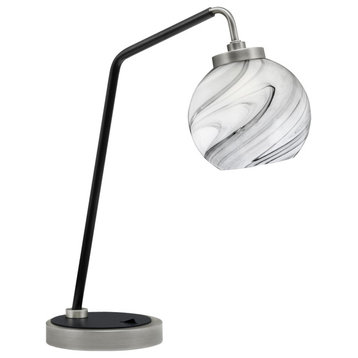 1-Light Desk Lamp, Graphite/Matte Black Finish, 5.75" Onyx Swirl Glass