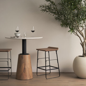 Conan Brown Solid Wood Seat with Black Metal Frame Counter Stool