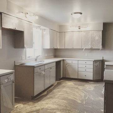 Innocence over Gray Cabinets