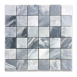 Stone Center Online - Bardiglio Gray Dark Grey Marble 2x2 Grid Square Mosaic Tile Honed, 1 sheet - Mosaic Tile