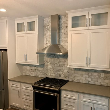 Koch Cabinets Prairie Painted White Maple MSI Fossil Grey Cambria Summerhill