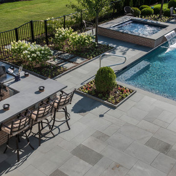 Lake Forest, IL Swimming Pool With Full Steps and Raised Spa With Sheer Descent